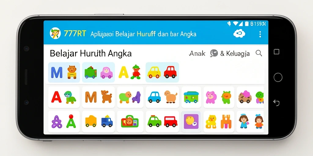 Antarmuka 777RT yang ceria dan edukatif untuk anak-anak.