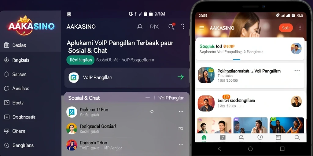 Screenshot AAKASINO menampilkan antarmuka VoIP Panggilan yang user-friendly.