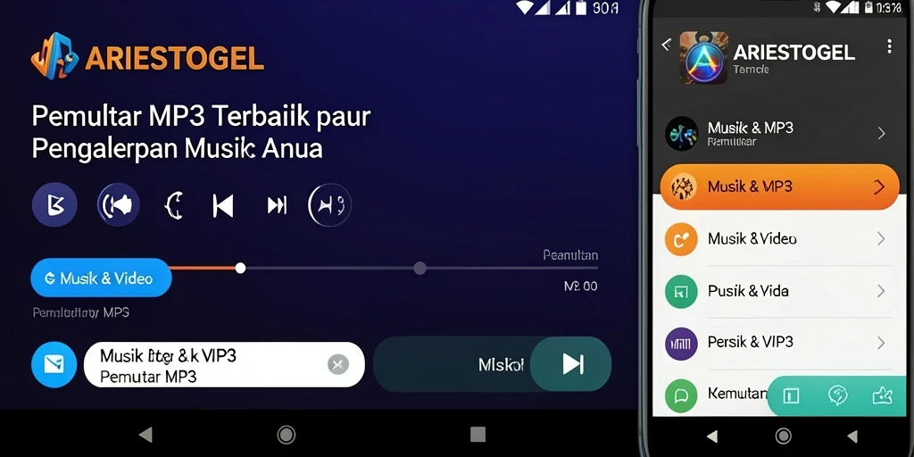 Tampilan antarmuka ARIESTOGEL saat memutar lagu MP3.