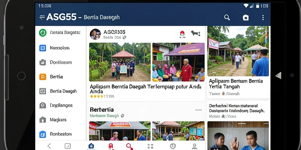Tampilan antarmuka aplikasi Berita Daerah ASG55 yang menarik.