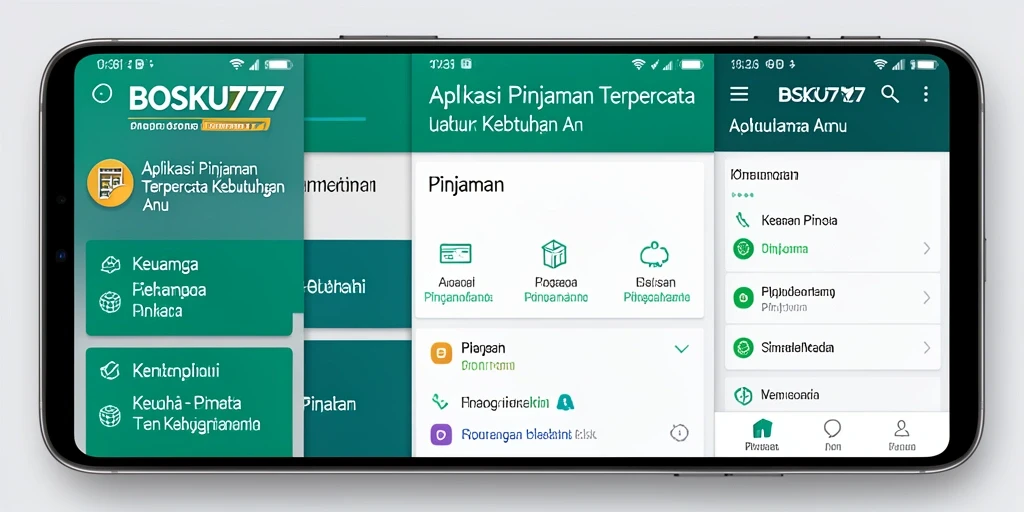 Antarmuka pengguna aplikasi BOSKU777 untuk pinjaman yang mudah dipahami.