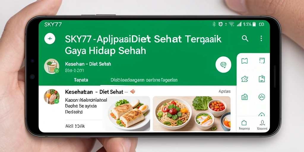 Tampilan antarmuka aplikasi SKY77 untuk diet sehat.